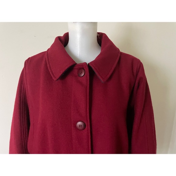 VTG Woolrich Woman Wool Coat Plaid Lined Button Up Womens Size XL Red USA Made - Picture 4 of 8